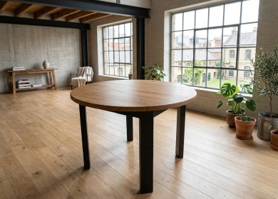 Table fixe LOFT METAL RONDE- bois de chêne massif